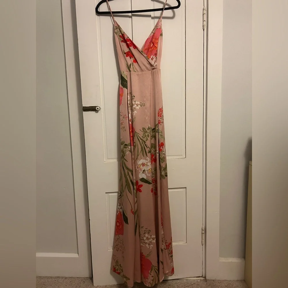 Lulu's Pink Floral Maxi Dress - Picture 4 of 7